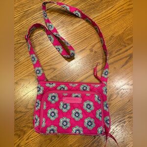 Vera Bradley Little Hipster Pink Swirls Flowers Crossbody Bag